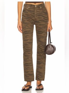 NWT CITIZENS OF HUMANITY BLAINE OLIVINE ZEBRA STRAIGHT JEAN
